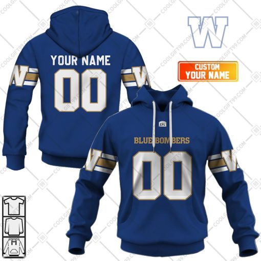 Personalized CFL Winnipeg Blue Bombers Home Jersey Style | Hoodie, T Shirt, Zip Hoodie, Sweatshirt