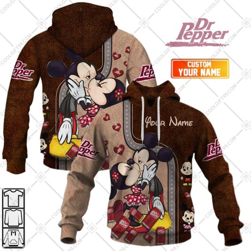 Personalized Dr. Pepper Mickey And Minnie Design | Hoodie, T Shirt, Zip Hoodie, Sweatshirt