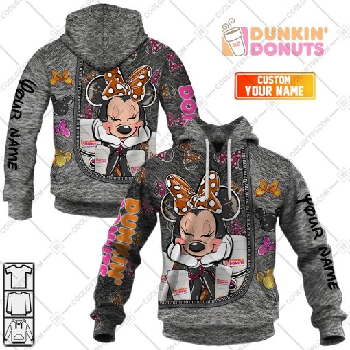 Personalized Dunkin Minnie Mouse Design | Hoodie, T Shirt, Zip Hoodie, Sweatshirt