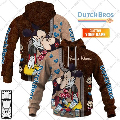 Personalized Dutch Bros Mickey And Minnie Design | Hoodie, T Shirt, Zip Hoodie, Sweatshirt