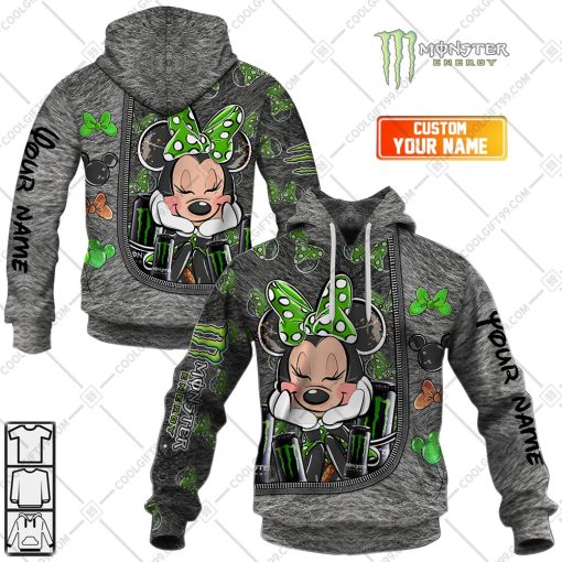 Personalized Monster Energy Minnie Mouse Design | Hoodie, T Shirt, Zip Hoodie, Sweatshirt