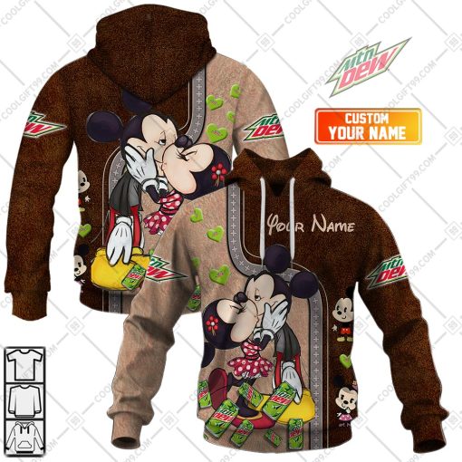 Personalized Mountain Dew Mickey And Minnie Design | Hoodie, T Shirt, Zip Hoodie, Sweatshirt