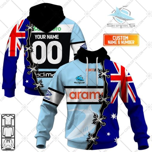 Personalized NRL Cronulla Sutherland Sharks Home Jersey Mix Flag | Hoodie, T Shirt, Zip Hoodie, Sweatshirt