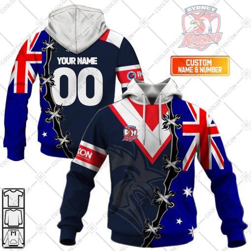 Personalized NRL Sydney Roosters Home Jersey Mix Flag | Hoodie, T Shirt, Zip Hoodie, Sweatshirt