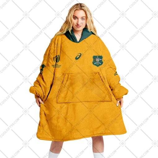Personalized Rugby World Cup 2023 Australia Rugby Wallabies Home Jersey Style | Oodie, Flanket, Blanket Hoodie, Snuggie