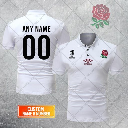 Personalized Rugby World Cup 2023 England Rugby Home Jersey Style Polo Shirt