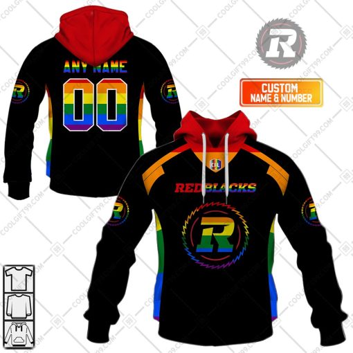Personalized CFL Ottawa Redblacks Rainbow Logo Jersey Style | Hoodie, T Shirt, Zip Hoodie, Sweatshirt
