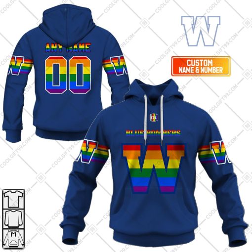 Personalized CFL Winnipeg Blue Bombers Rainbow Logo Jersey Style | Hoodie, T Shirt, Zip Hoodie, Sweatshirt