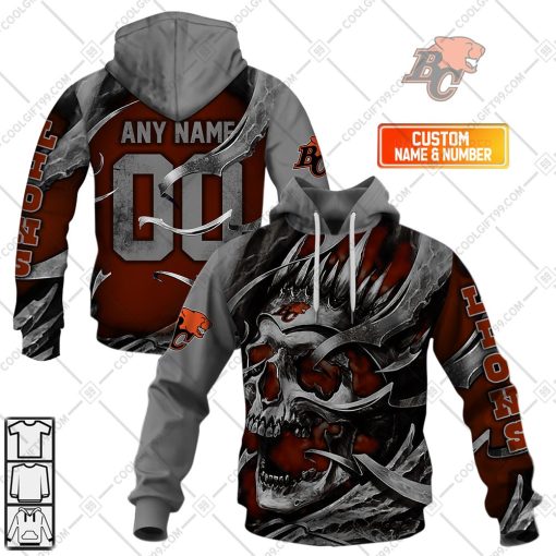 Personalized CFL BC Lions Metal Skull | Hoodie, T Shirt, Zip Hoodie, Sweatshirt