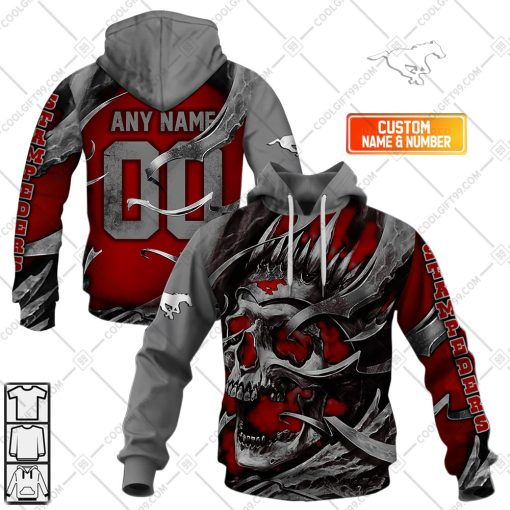 Personalized CFL Calgary Stampeders Metal Skull | Hoodie, T Shirt, Zip Hoodie, Sweatshirt