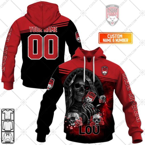 Personalized Lyon LOU Rugby Skull Death Design | Hoodie, T Shirt, Zip Hoodie, Sweatshirt