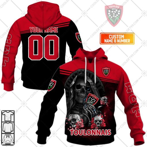 Personalized RC Toulonnais Rugby Skull Death Design | Hoodie, T Shirt, Zip Hoodie, Sweatshirt
