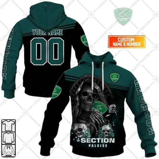Personalized Section Paloise Rugby Skull Death Design | Hoodie, T Shirt, Zip Hoodie, Sweatshirt