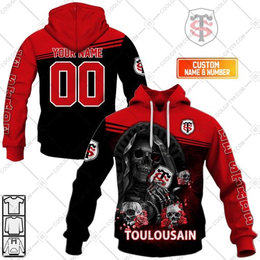 Personalized Stade Toulousain Rugby Skull Death Design | Hoodie, T Shirt, Zip Hoodie, Sweatshirt