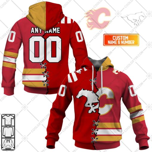 Personalized NHL Calgary Flames Mix CFL Calgary Stampeders Jersey Style | Hoodie, T Shirt, Zip Hoodie, Sweatshirt