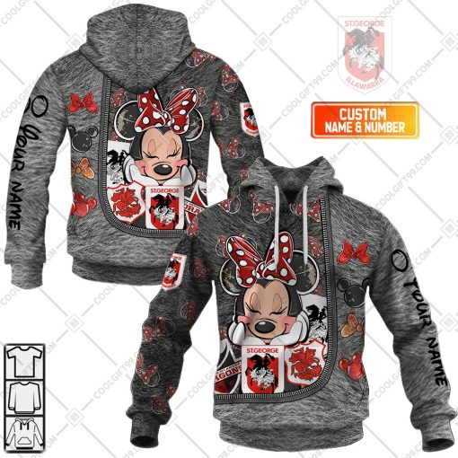 Personalized NRL St. George Illawarra Dragons Logo and Minnie Mouse Design | Hoodie, T Shirt, Zip Hoodie, Sweatshirt