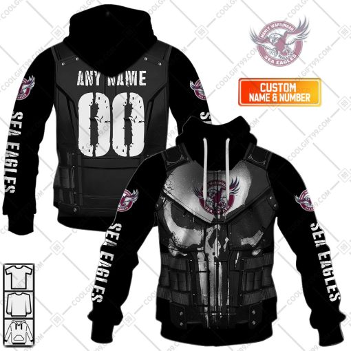 Personalized NRL Manly Warringah Sea Eagles Punisher | Hoodie, T Shirt, Zip Hoodie, Sweatshirt