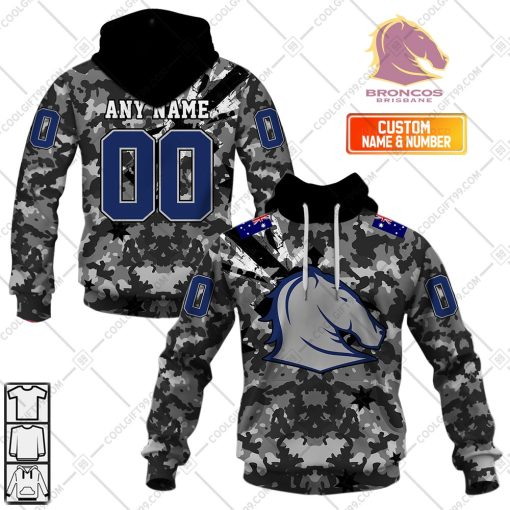 Personalized NRL Brisbane Broncos Special Camo Military Flag | Hoodie, T Shirt, Zip Hoodie, Sweatshirt