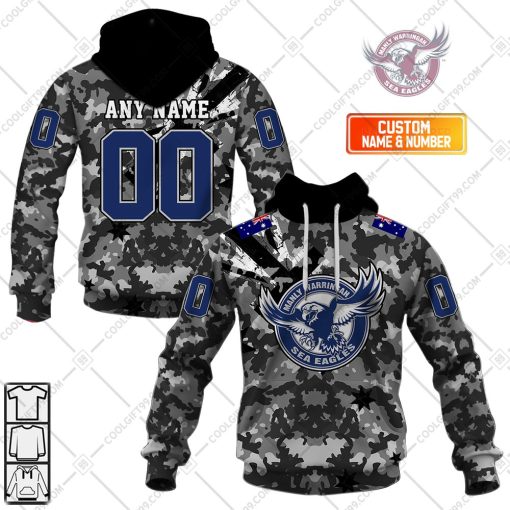 Personalized NRL Manly Warringah Sea Eagles Special Camo Military Flag | Hoodie, T Shirt, Zip Hoodie, Sweatshirt