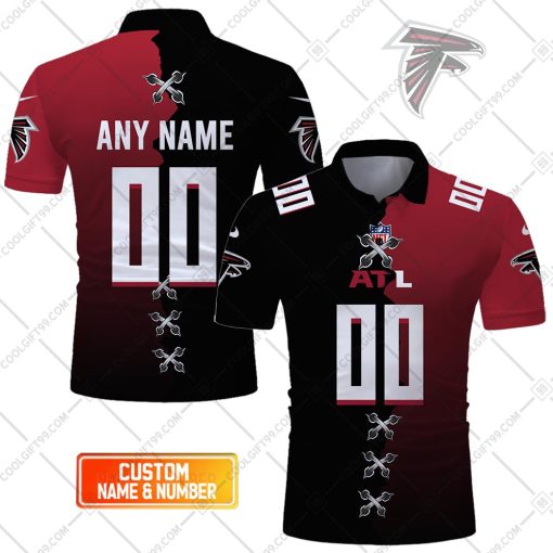 Personalized NFL Atlanta Falcons Mix Jersey Style Polo Shirt