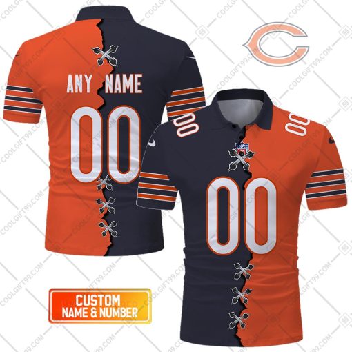 Personalized NFL Chicago Bears Mix Jersey Style Polo Shirt