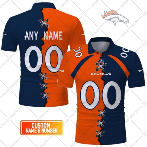 Personalized NFL Denver Broncos Mix Jersey Style Polo Shirt