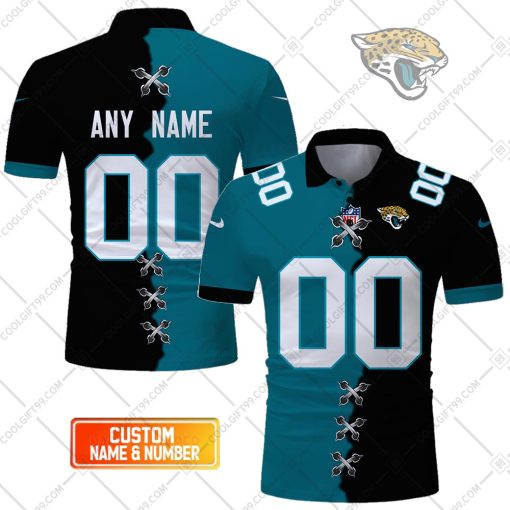 Personalized NFL  Jacksonville Jaguars Mix Jersey Style Polo Shirt