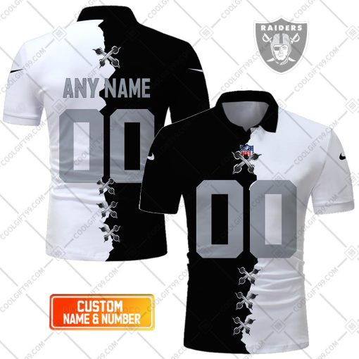 Personalized NFL Las Vegas Raiders Mix Jersey Style Polo Shirt