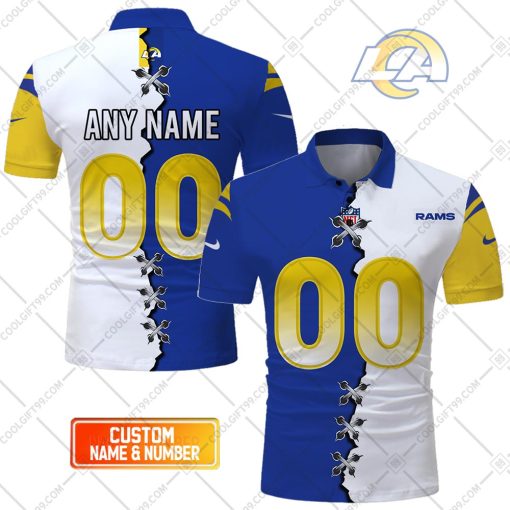 Personalized NFL Los Angeles Rams Mix Jersey Style Polo Shirt