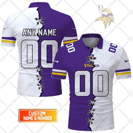 Personalized NFL Minnesota Vikings Mix Jersey Style Polo Shirt