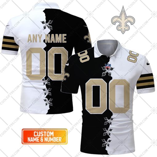 Personalized NFL New Orleans Mix Jersey Style Polo Shirt