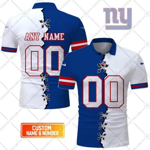 Personalized NFL New York Giants Mix Jersey Style Polo Shirt