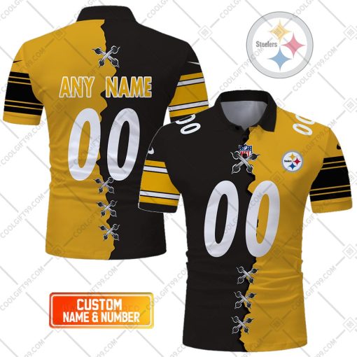 Personalized NFL Pittsburgh Steelers Mix Jersey Style Polo Shirt