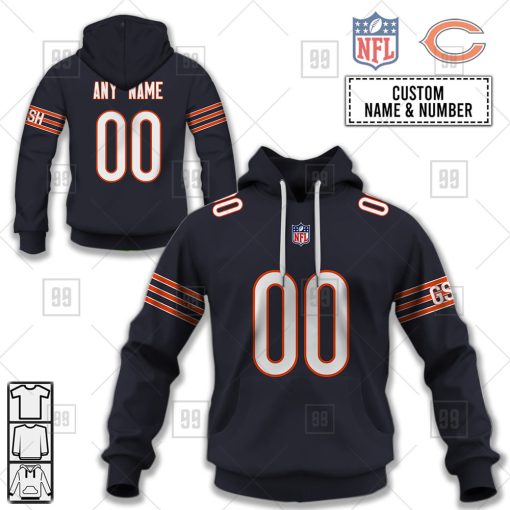 Personalized NFL Chicago Bears Home Jersey Style | Hoodie, T Shirt, Zip Hoodie, Sweatshirt