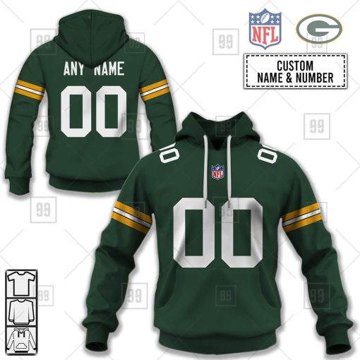 Personalized NFL Green Bay Packers Home Jersey Style | Hoodie, T Shirt, Zip Hoodie, Sweatshirt