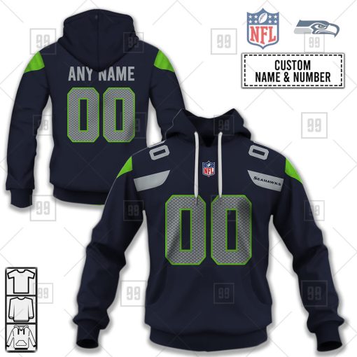 Personalized NFL Seattle Seahawks Home Jersey Style | Hoodie, T Shirt, Zip Hoodie, Sweatshirt