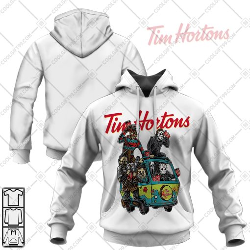 Tim Hortons Horror Car White | Hoodie, T Shirt, Zip Hoodie, Sweatshirt