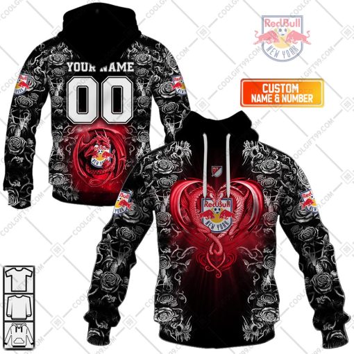 Personalized MLS New York Red Bulls Roses Dragon Couple | Hoodie, T Shirt, Zip Hoodie, Sweatshirt