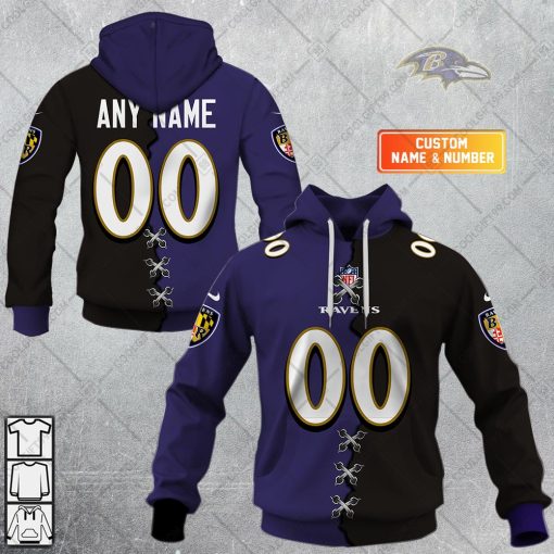 Personalized NFL Baltimore Ravens Mix Jersey Style Hoodie, T Shirt, Zip Hoodie, Sweatshirt