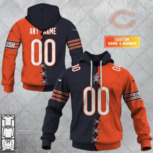 Personalized NFL Chicago Bears Mix Jersey Style Hoodie, T Shirt, Zip Hoodie, Sweatshirt