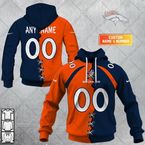 Personalized NFL Denver Broncos Mix Jersey Style Hoodie, T Shirt, Zip Hoodie, Sweatshirt