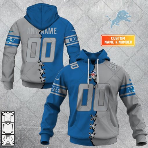 Personalized NFL Detroit Lions Mix Jersey Style Hoodie, T Shirt, Zip Hoodie, Sweatshirt