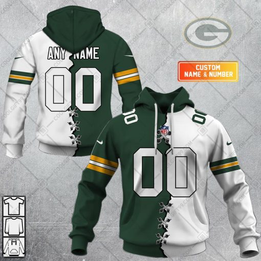 Personalized NFL Green Bay Packers Mix Jersey Style Hoodie, T Shirt, Zip Hoodie, Sweatshirt