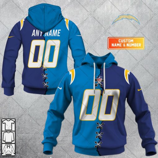 Personalized NFL Los Angeles Chargers Mix Jersey Style Hoodie, T Shirt, Zip Hoodie, Sweatshirt