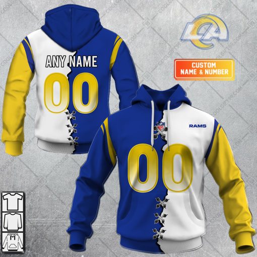 Personalized NFL Los Angeles Rams Mix Jersey Style Hoodie, T Shirt, Zip Hoodie, Sweatshirt