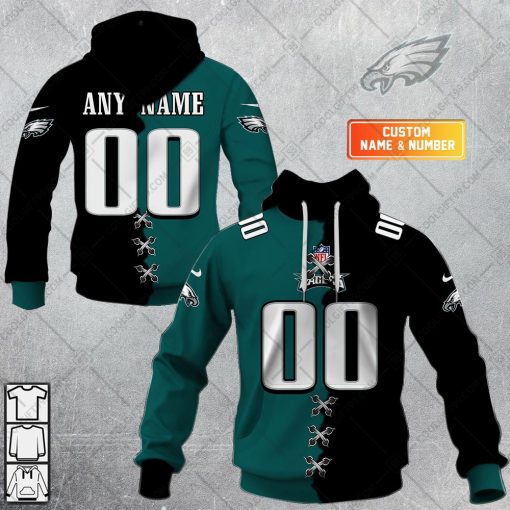 Personalized NFL Philadelphia Eagles Mix Jersey Style Hoodie, T Shirt, Zip Hoodie, Sweatshirt