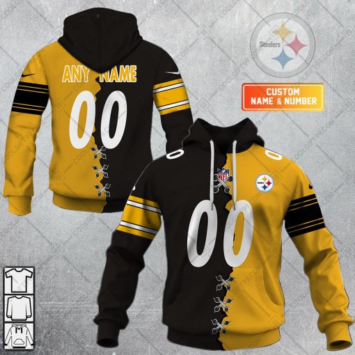 Personalized NFL Pittsburgh Steelers Mix Jersey Style Hoodie, T Shirt, Zip Hoodie, Sweatshirt