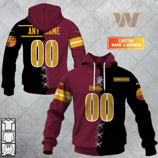 Personalized NFL Washington Commanders Mix Jersey Style Hoodie, T Shirt, Zip Hoodie, Sweatshirt