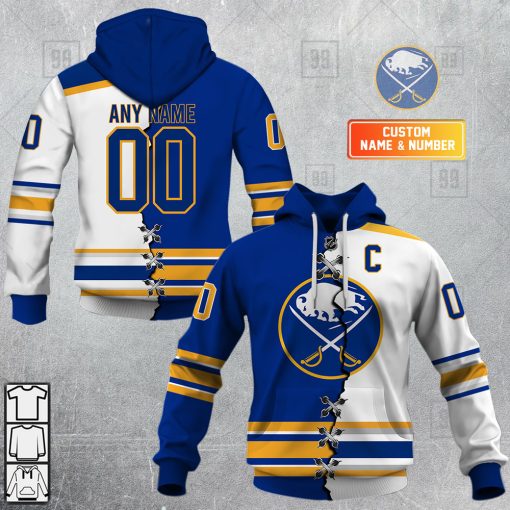 Personalized NHL Buffalo Sabres Mix Captain Jersey Style | Hoodie, T Shirt, Zip Hoodie, Sweatshirt