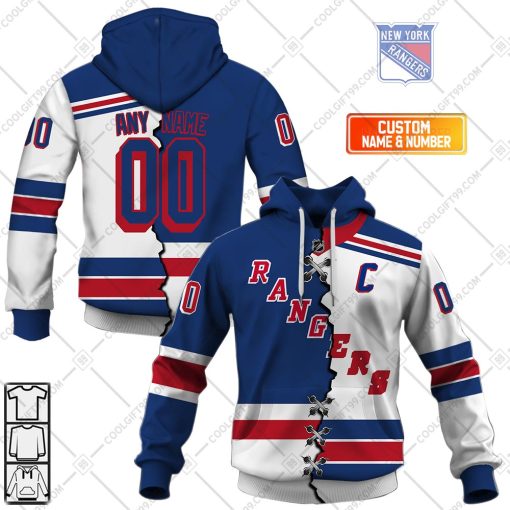 Personalized NHL New York Rangers Mix Captain Jersey Style | Hoodie, T Shirt, Zip Hoodie, Sweatshirt
